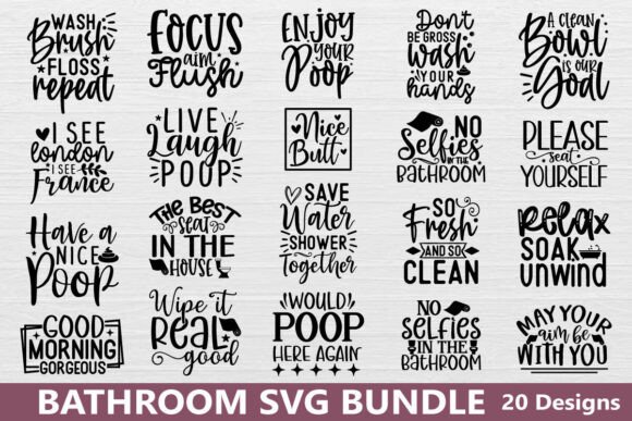 Bathroom SVG Bundle: Restroom SVG for Crafts & Graphics