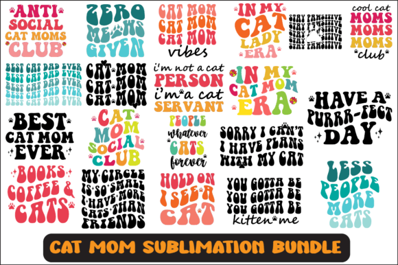 Cat Mom SVG Sublimation Design Bundle for Crafts & Graphics