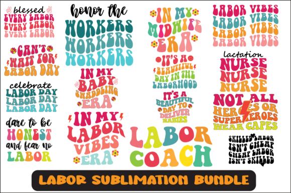 Labor SVG PNG Sublimation Design Bundle: Graphics for Crafts