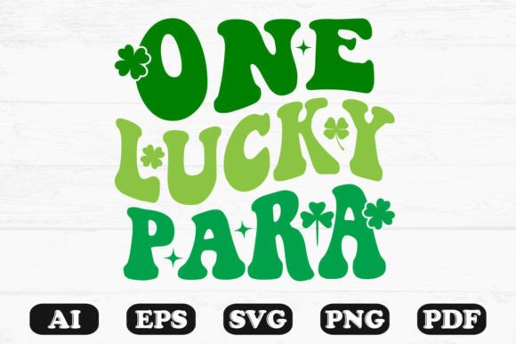 One Lucky Para Retro Wavy SVG T-shirt: Graphics for Crafts & Branding